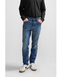 BOSS - Tapered-fit Jeans In Blue Comfort-stretch Denim - Lyst