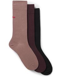 HUGO - Three-Pack Of Regular-Length Socks With Logos - Lyst