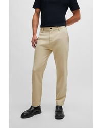 HUGO - Tapered-fit Regular-rise Trousers In Cotton Twill - Lyst