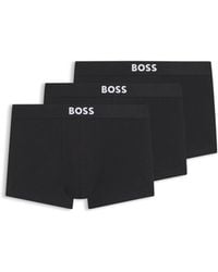 BOSS - Three-Pack Of Stretch-Cotton Trunks With Logo Waistbands - Lyst