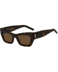 BOSS - Havana-Acetate Sunglasses With Signature Hardware - Lyst