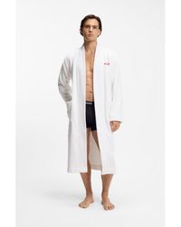 HUGO - Cotton-Terry Dressing Gown With Embroidered Logo - Lyst