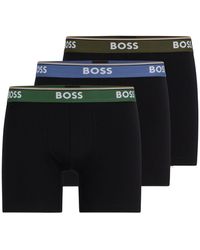 BOSS - Lot de trois boxers longs en coton stretch avec logos - Lyst