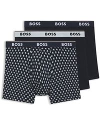 BOSS - Three-Pack Of Stretch-Cotton Logo-Waistband Boxer Briefs - Lyst