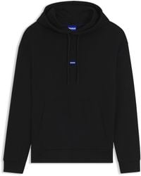 HUGO - Hoodie Van Katoenen Sweatstof Met Blauw Logolabel - Lyst