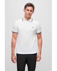 BOSS by HUGO BOSS - Stretch-cotton Slim-fit Polo Shirt With Curved Logo - Lyst