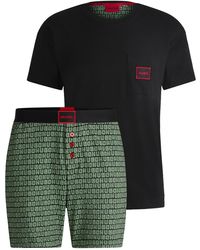 HUGO - Short Pyjamas In Stretch Cotton With Logo Details - Lyst