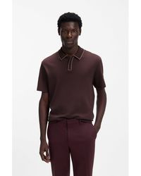 HUGO - Luxury-Cotton Polo Shirt With Contrast Trims - Lyst