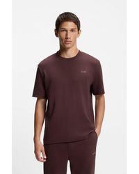HUGO - Waffle-Structured Pyjama T-Shirt With Embroidered Logo - Lyst