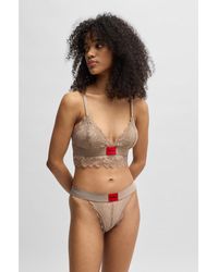 HUGO - Lace-Trim Bra With Logo Label - Lyst