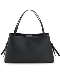 BOSS - Grained Faux-Leather Tote Bag With Double B Monogram - Lyst
