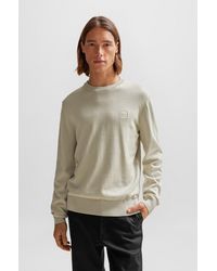 BOSS - Crew-neck Sweater In Cotton And Cashmere With Logo - Lyst