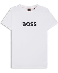HUGO - T-shirt en jersey de coton à logo contrastant - Lyst