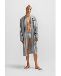 BOSS - Cotton-jersey Dressing Gown With Logo And Piping - Lyst