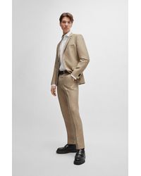 HUGO - Extra-slim-fit Suit In Linen-blend Chambray - Lyst