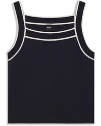 BOSS - Wide-Neck Knitted Vest Top With Contrast Piping - Lyst
