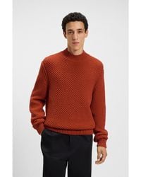 BOSS - Virgin-Wool Sweater With Structured Knit - Lyst