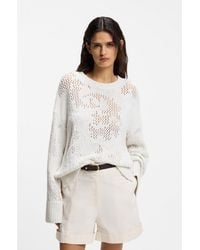 BOSS - Oversized-Fit Cotton-Blend Sweater With Knitted Pattern - Lyst
