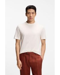 BOSS - Cotton-Silk T-Shirt With Geometric Jacquard - Lyst