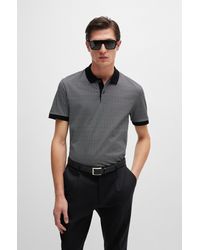 BOSS - Mercerized-cotton Polo Shirt With Two-tone Monogram Print - Lyst