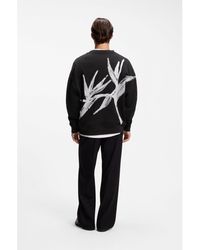 HUGO - Cotton Sweatshirt With Logo Embroidery And Graphic Print - Lyst