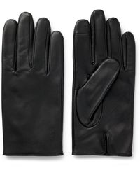 BOSS - Grained-Leather Gloves With Full Lining And Lasered Logo - Lyst