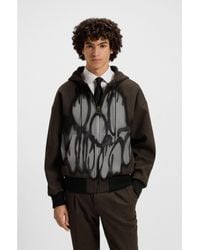 HUGO - X Rb By Slawn Printed Herringbone Zip-Through Hoodie - Lyst