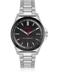 HUGO - Black-dial Watch With Stainless-steel Link Bracelet Men's Watches - Lyst