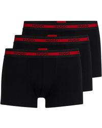 HUGO - Lot de trois boxers courts en coton stretch avec taille logotée - Lyst