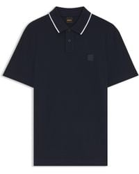 BOSS - Cotton-Piqué Polo Shirt With Contrast Collar Stripe - Lyst