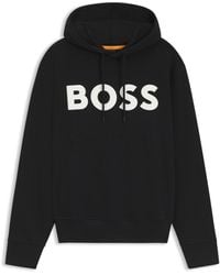 BOSS - Relaxed-Fit Hoodie Aus Baumwoll-Terry Mit Großem Logo - Lyst