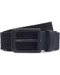 BOSS - Woven Belt With Leather Trims And Logo Detail - Lyst