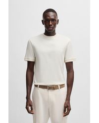 BOSS - Cotton-Silk T-Shirt With Stripe Structure - Lyst