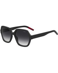HUGO - Black-acetate Sunglasses With Logo Details - Lyst