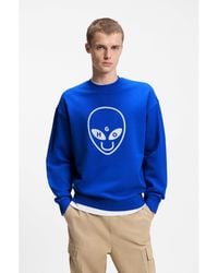 HUGO - Cotton-Terry Sweatshirt With Logo Artwork - Lyst