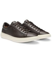 BOSS - Grained-Leather Trainers With Rubber Sole - Lyst