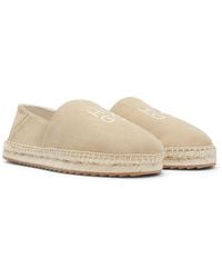 HUGO - Suede Espadrilles With Stacked Logo - Lyst