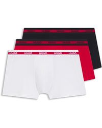 HUGO - Lot de trois boxers courts en coton stretch avec taille logotée - Lyst