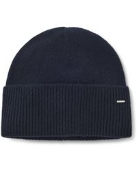 BOSS - Cashmere Beanie Hat With Metallic Logo Trim - Lyst