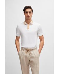 BOSS - Mercerised-cotton Slim-fit Polo Shirt With Contrast Stripes - Lyst