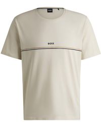 BOSS - Pyjamashirt Met Korte Mouwen Van Stretchkatoen Met Logoprint - Lyst