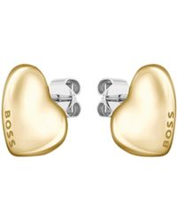 BOSS - Tone Earrings With Heart-Shaped Design - Lyst