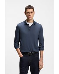 BOSS - Long-Sleeved Knit Polo Sweater - Lyst