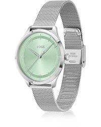 BOSS by HUGO BOSS Uhr mit Mesh-Armband und grünem Zifferblatt - Mehrfarbig