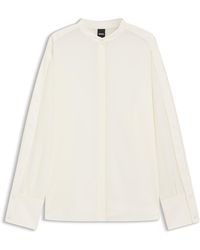 BOSS - Regular-Fit Blouse Van Sandwashed Zijde Met Manchetten Met 1 Knoop - Lyst