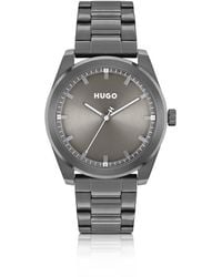 HUGO - Link-bracelet Watch With Brushed Grey Dial - Lyst