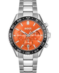 BOSS - Chronograaf Horloge Met Oranje Wijzerplaat En Geschakelde Polsband - Lyst