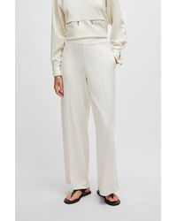BOSS - Piqué Jersey Trousers With Front Pleats - Lyst