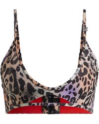 HUGO - Bikinitop mit Leoparden-Print und Logo-Anhänger - Lyst