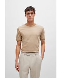 BOSS - Regular-fit T-shirt In Two-tone Cotton And Cashmere - Lyst